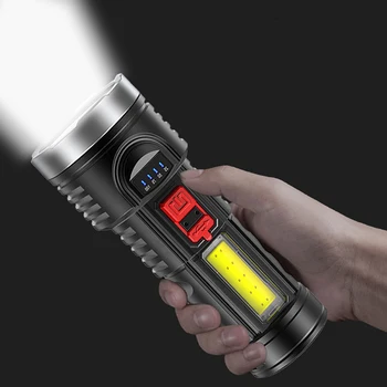 Боковой водонепроницаемый тактический фонарь со встроенным аккумулятором, Перезаряжаемый Ручной фонарь для кемпинга, портативный с