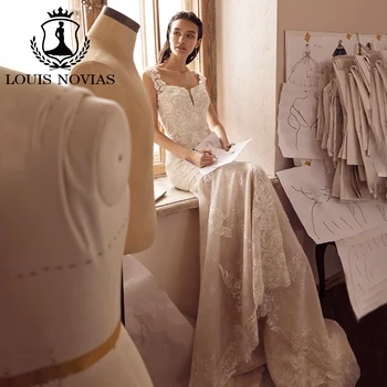 Свадебные платья Русалки LOUIS NOVIAS для женщин 2023 на тонких бретельках с аппликацией в виде сердечка Роскошное свадебное платье Vestidos De Novia