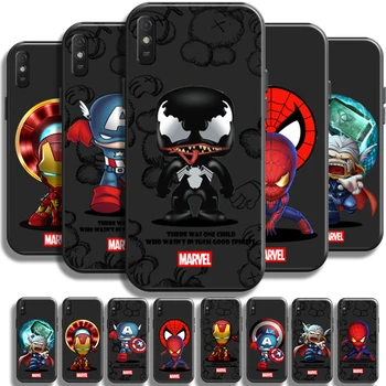 Мстители из мультфильма Marvel для Xiaomi Redmi 9A 9AT Чехол для телефона Задняя крышка TPU Funda Черный