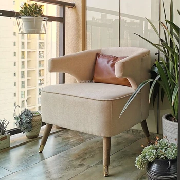 Стулья для гостиной из массива дерева в скандинавском стиле Простой современный Односпальный диван Кресло для спальни Балкон Ленивое кресло sillas Мебель для дома