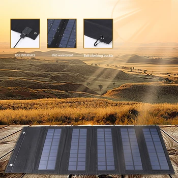 3/4 /5-кратная солнечная панель 10 Вт 5 В Складное солнечное зарядное устройство с USB-портом, блок солнечной энергии, водонепроницаемый для ноутбука, планшета, мобильного телефона