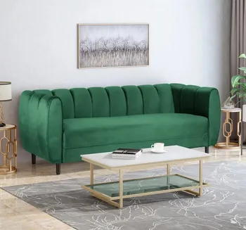 Современный бархатный 3-местный диван с мягкой обивкой Удобный диван с деревянными ножками для гостиной 30,00 