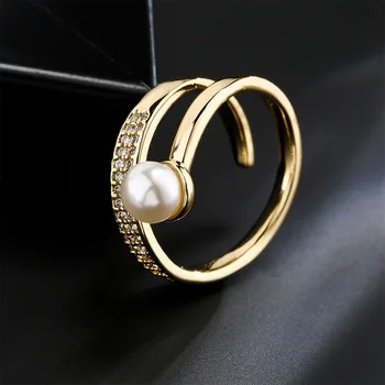 Гламурные кольца с королевским кубическим цирконием для женщин, легкое роскошное кольцо на палец золотого цвета, украшения для свиданий для современных леди