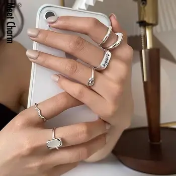 Корейская мода Серебристого цвета, Простые Регулируемые Открытые кольца для женщин, 2023 Новое Универсальное кольцо на палец из нержавеющей стали, ювелирные изделия и подарки